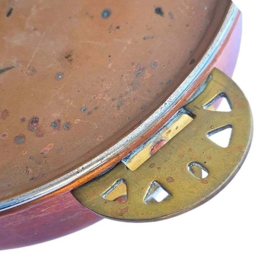 Antique Revere Copper and Brass Skillet Pan with Lid Rome NY USA 7.5 Inch
